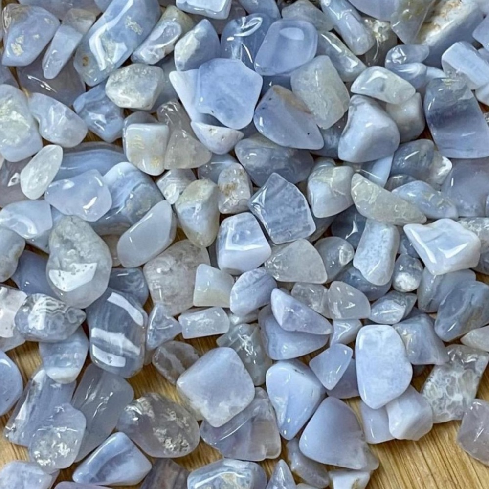 Blue Lace Agate Chip stones 2oz bag - beautiful crystal chips